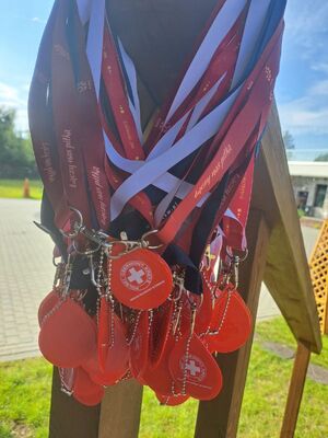 pęk "smyczy" z emblematem Czerwonego Krzyża