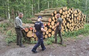 policjanci i leśnicy na patrolu