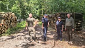 policjanci i leśnicy na patrolu